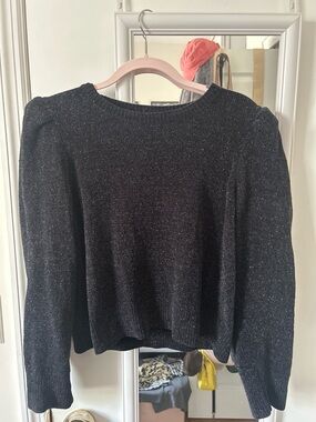 Michael Kors Black Sparkle Ribbed Knit Sweater